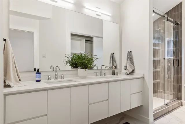 a bathroom with a bathtub