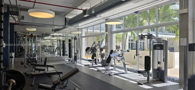 a view of a room with gym equipment