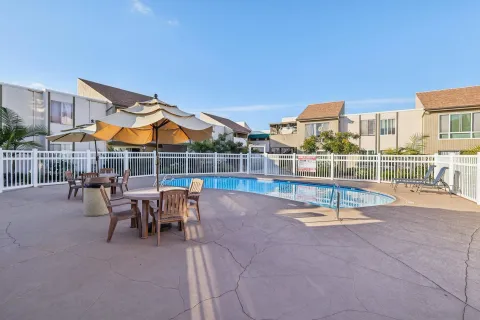 a view of a terrace with sitting area