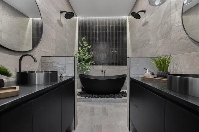 a view of a sink a window and potted plant in a bathroom