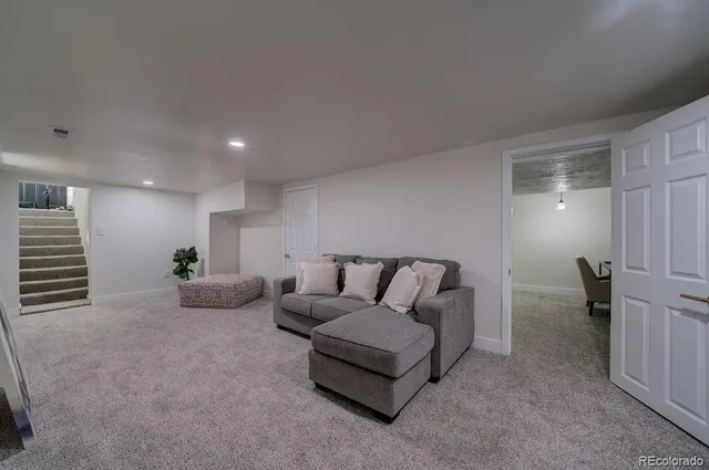 a living room with furniture