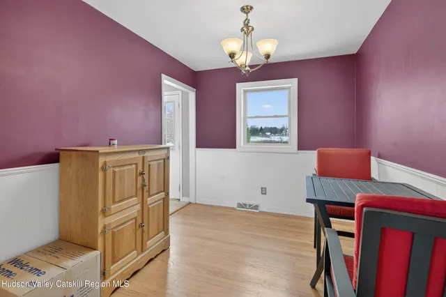 a view of a livingroom with a chandelier