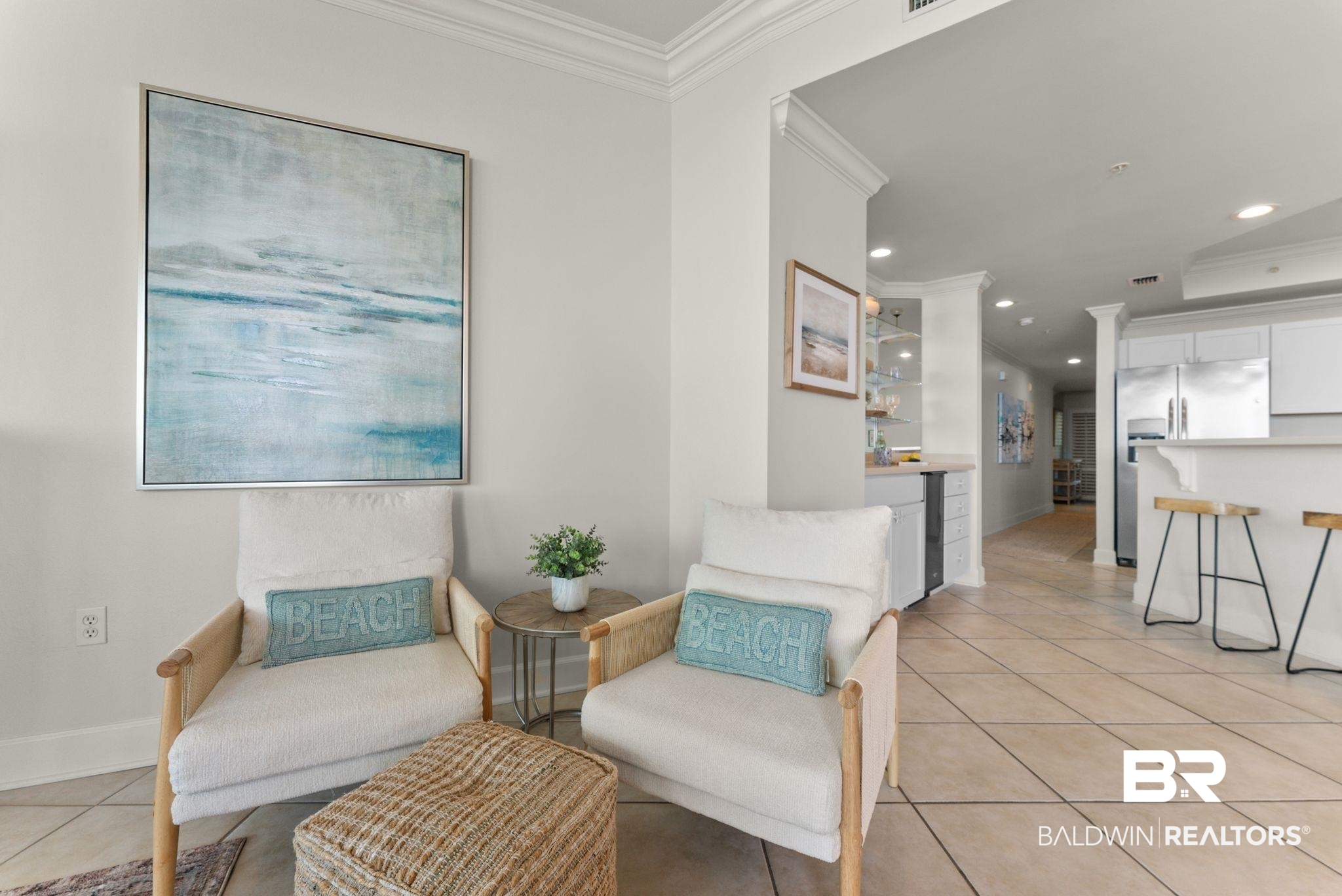 27580 Canal Road, Unit 1233 Orange Beach, AL 36561 - Photo 43 of 79 Sitting room featuring light tile patterned floors, crown molding, and recessed lighting