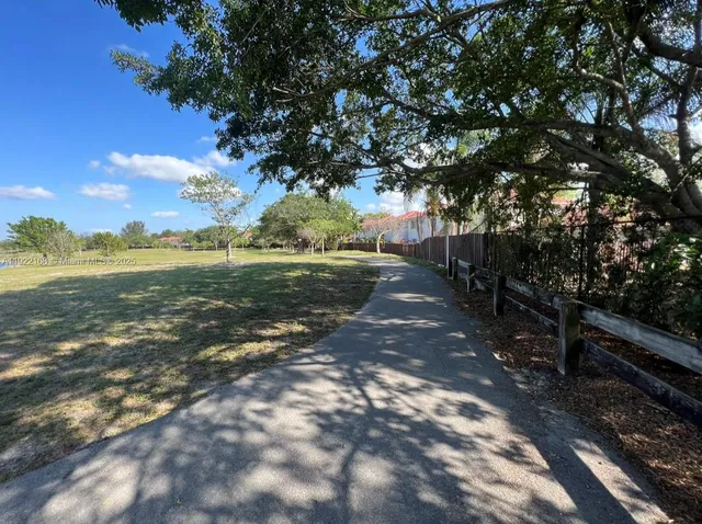 a view of an outdoor space with seating area