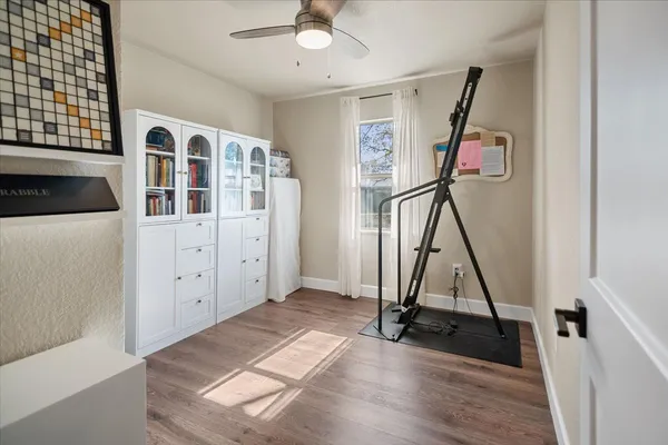 a view of a room with gym equipment