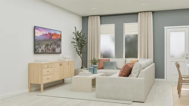 a living room with furniture