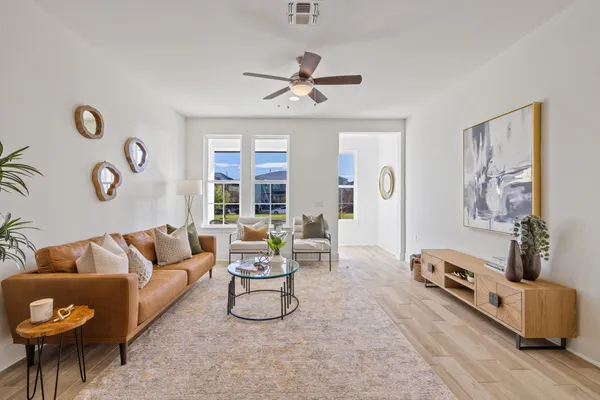 a living room with furniture