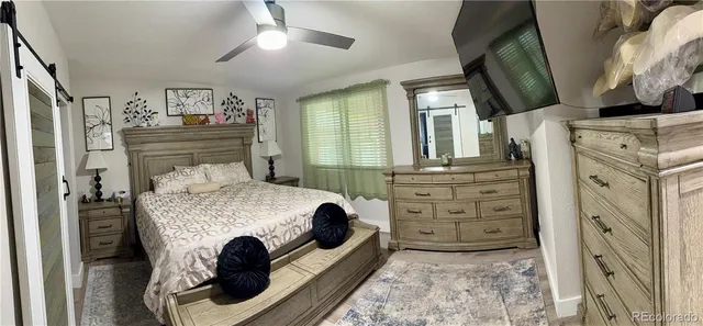 a room with furniture and a closet