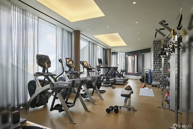 a view of a room with gym equipment