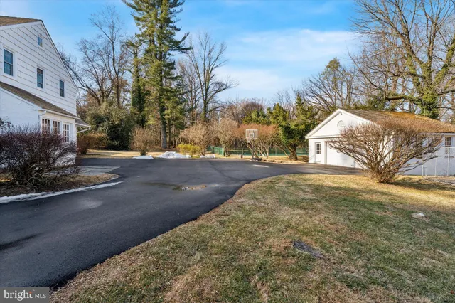 a view of road with large trees