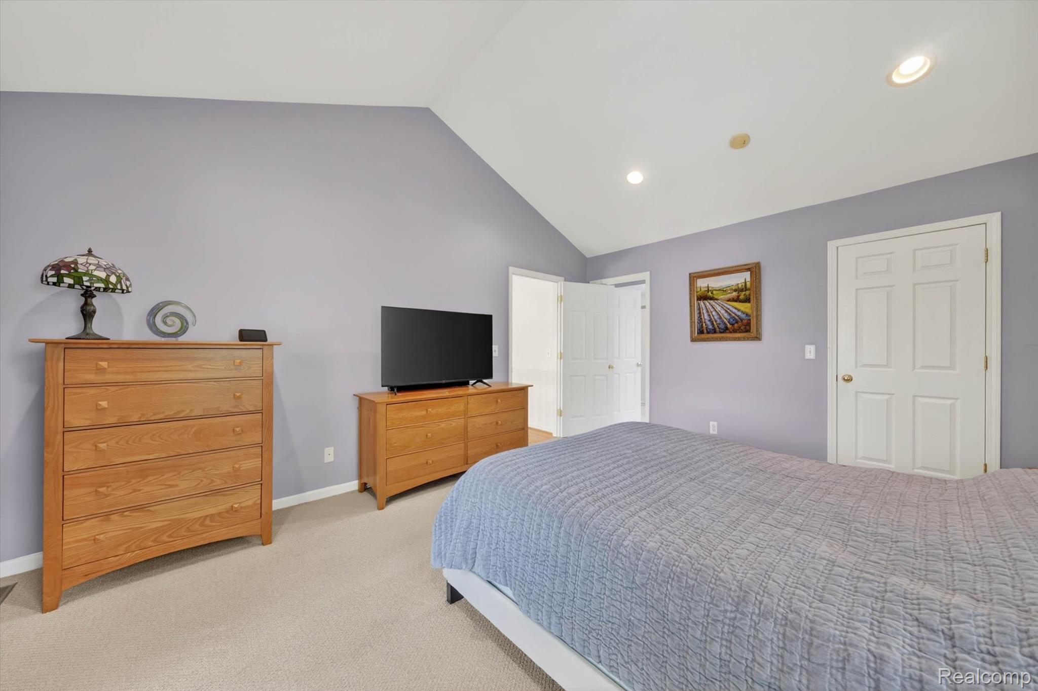 1112 Vernier Road Grosse Pointe, MI 48236 - Photo 28 of 39 Bedroom with vaulted ceiling, carpet flooring, and recessed lighting