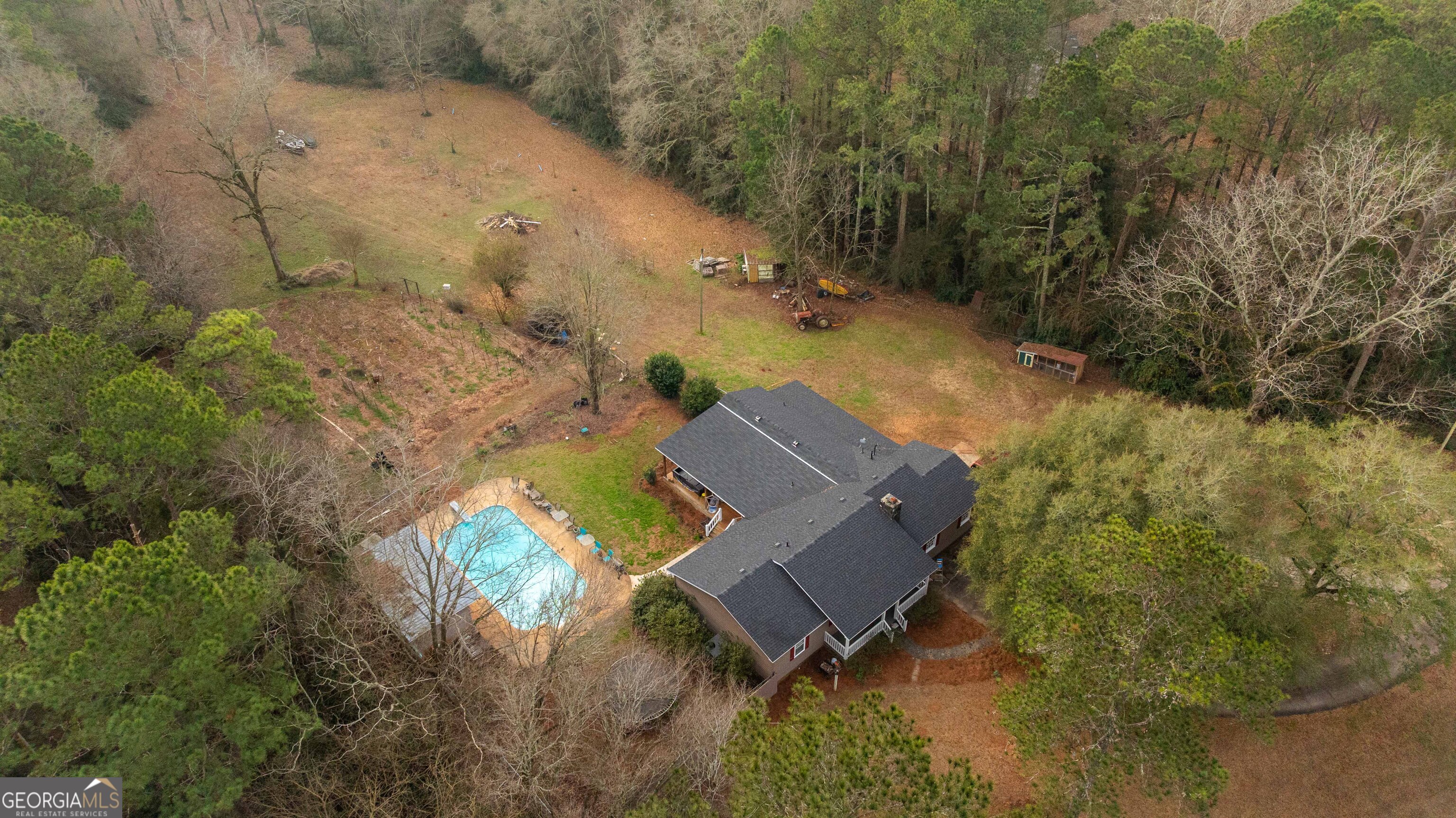 202 Daniel Road Thomaston, GA 30286 - Photo 96 of 112 an aerial view of a house with a yard
