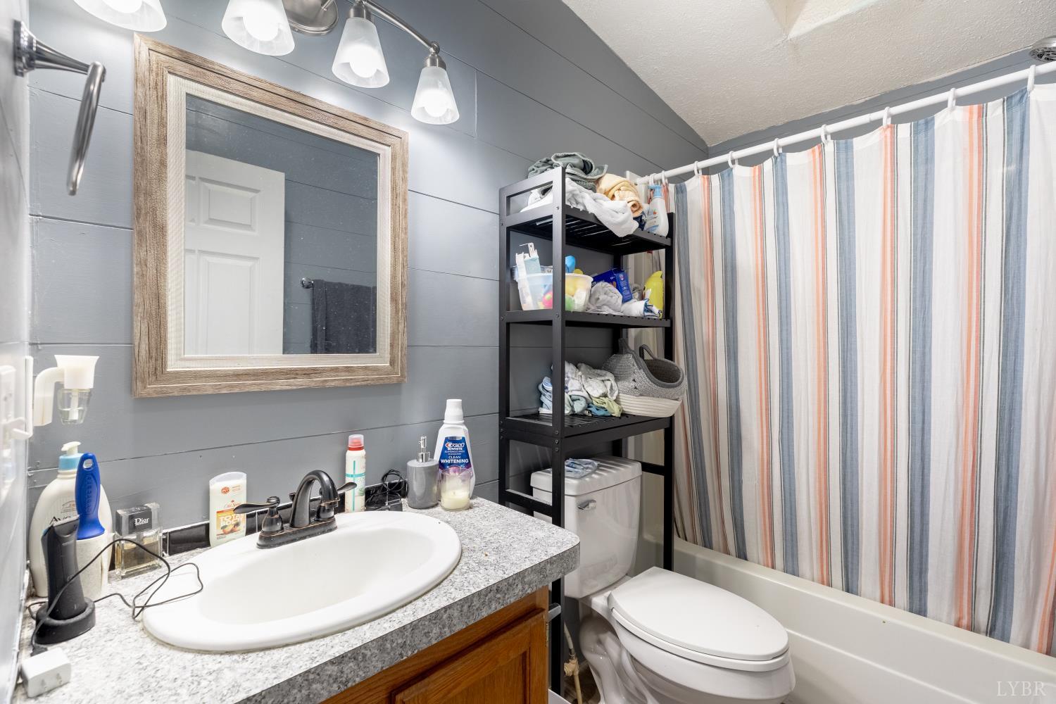 2307 Everett Road Forest, VA 24551 - Photo 21 of 31 a bathroom with a sink a toilet and shower curtain