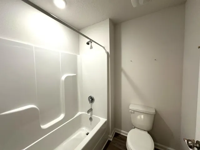 a bathroom with a toilet and a bathtub