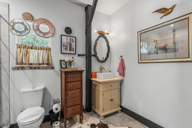 a view of a garden with an outdoor space