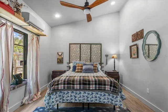 a view of a garden with a tree