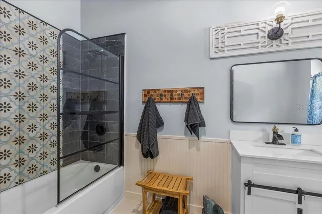 a view of a garden with a building in the background