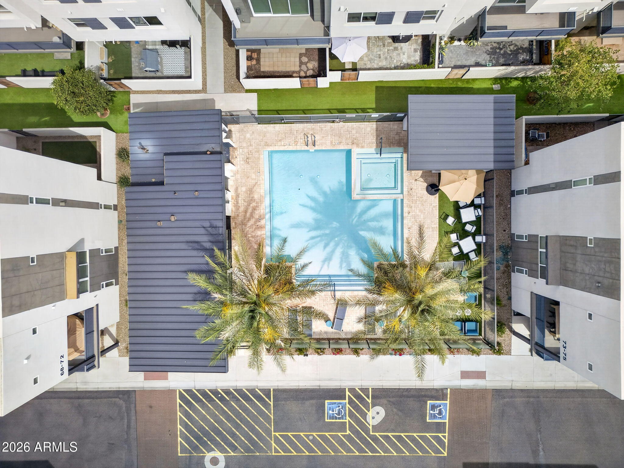 6850 East McDowell Road, Unit 14 Scottsdale, AZ 85257 - Photo 39 of 48 Aerial View of Pool & Community Layout
