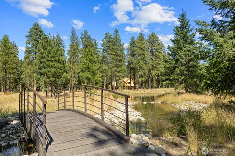 a view of a lake from a yard