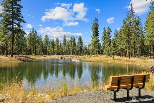 a view of a lush green hillside and a building