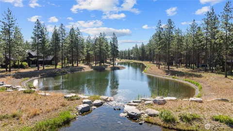 a view of a lake with houses