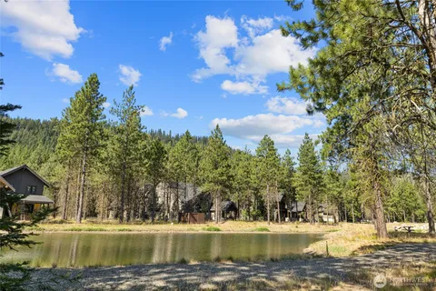 a view of a lake with houses