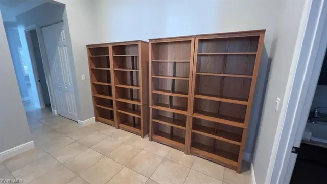 a view of an empty walk in closet