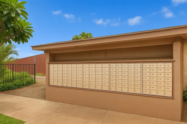 a view of a backyard with potted plants