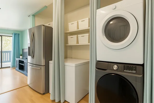a living room with furniture and painting on the wall