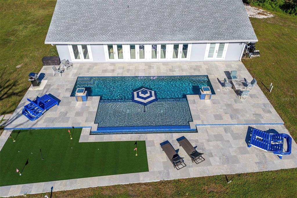 an aerial view of a house