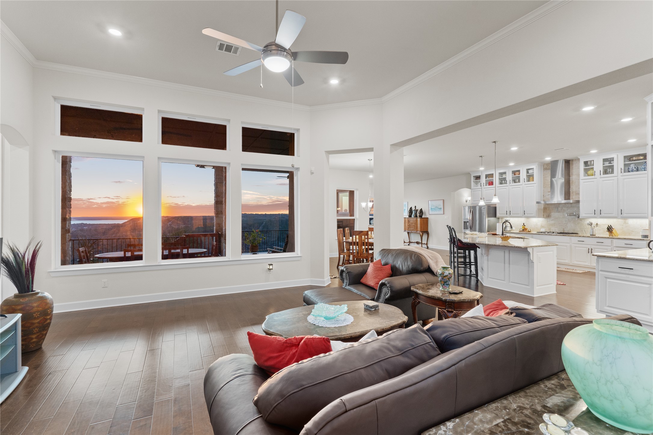 235 Chestnut Crossing Burnet, TX 78611 - Photo 15 of 39 a living room with furniture and a large window with kitchen view