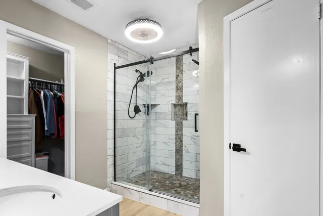 a bathroom with a shower