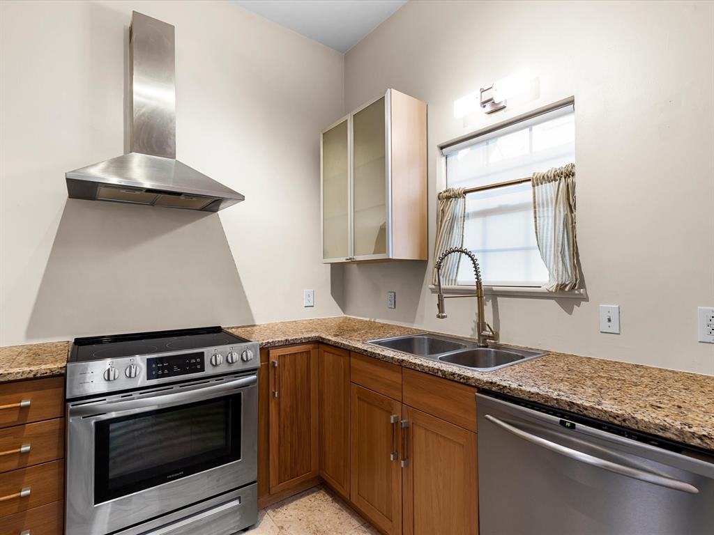 4110 Travis Street, Unit E Dallas, TX 75204 - Photo 10 of 23 a kitchen with a stove and a sink