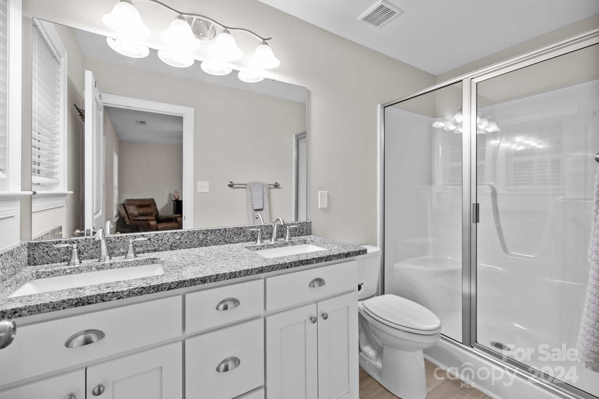 378 Boyd Faile Road Heath Springs, SC 29058 - Photo 7 of 28 a bathroom with a granite countertop sink mirror vanity and toilet