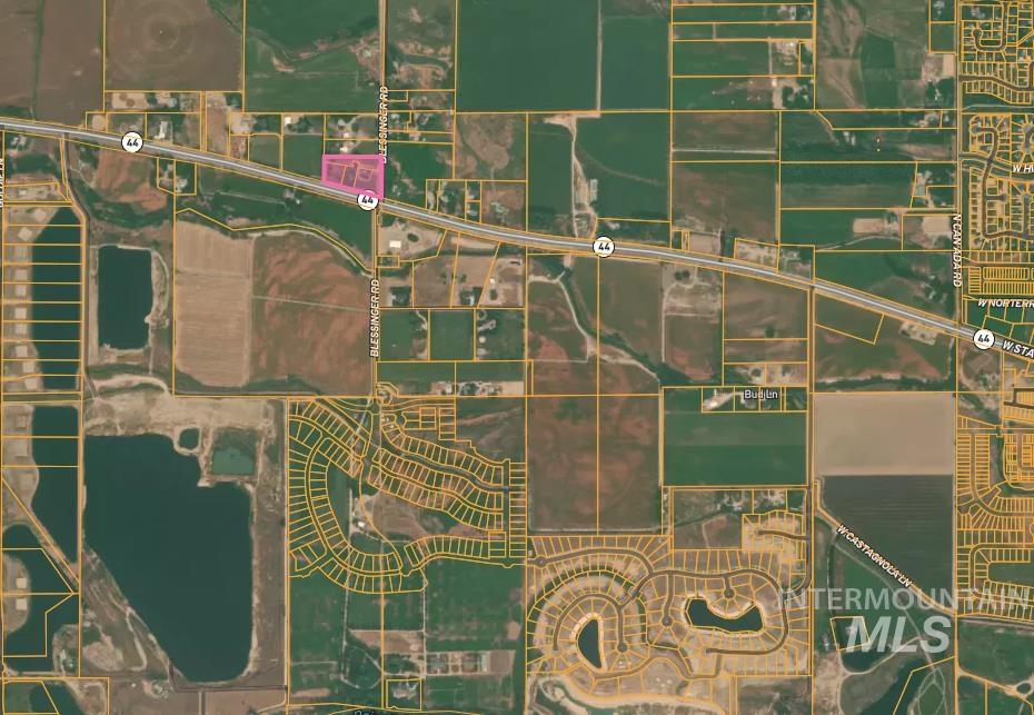 22387 Blessinger Road Star, ID 83669 - Photo 4 of 29 Aerial map of property and surrounding area with property boundaries highlighted