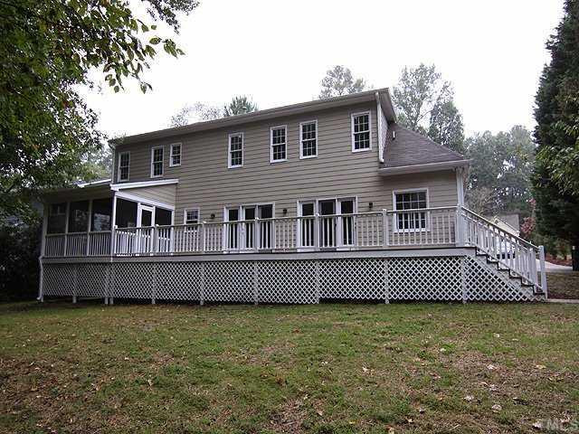 4303 Swarthmore Road Durham, NC 27707 - Photo 12 of 12 Oversized deck for entertaining with easy access from the MBR, kitchen or screened porch. Delightful! Exterior Back