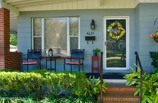 a house view with a garden space