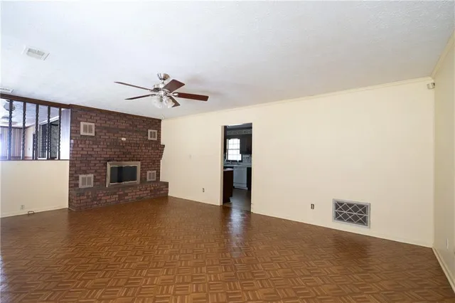 a large kitchen with cabinets