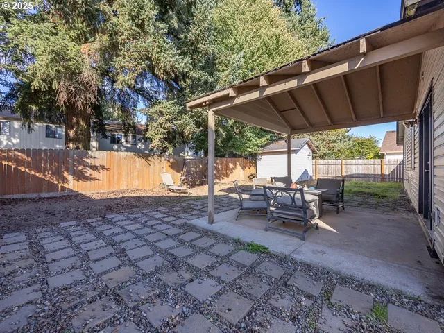 a view of outdoor space with seating area