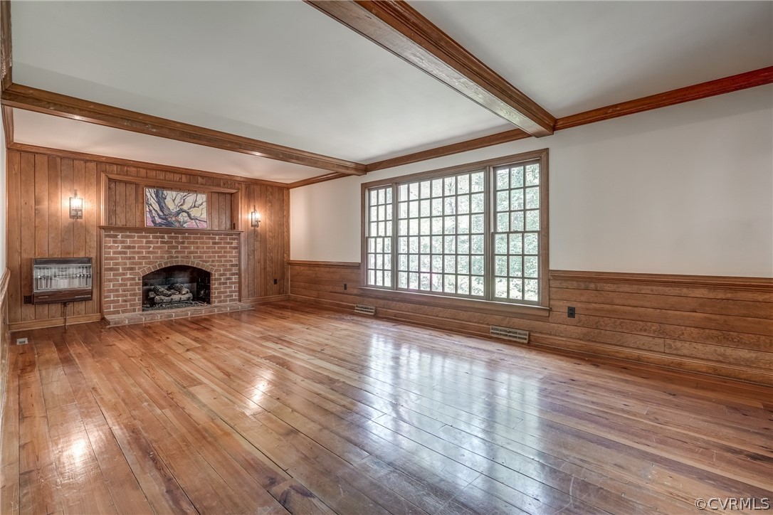 4110 Poplar Grove Road Midlothian, VA 23112 - Photo 11 of 33 Family room. Beamed ceilings, gas fireplace, gorge