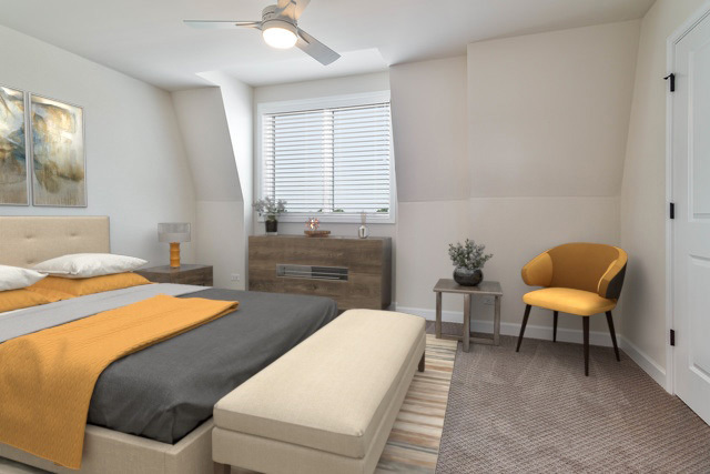 1263 Shermer Road Northbrook, IL 60062 - Photo 27 of 33 a bedroom with a bed and a chandelier