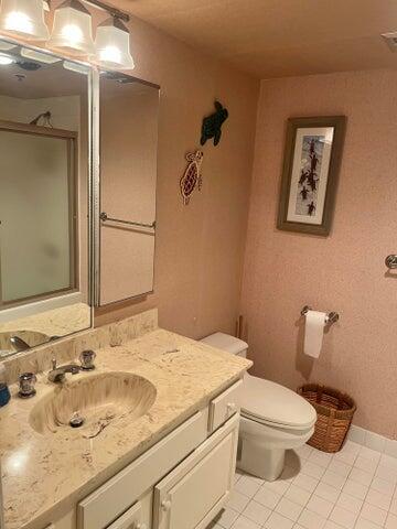 4746 South Ocean Boulevard, Unit 3 Highland Beach, FL 33487 - Photo 7 of 8 a bathroom with a sink and toilet