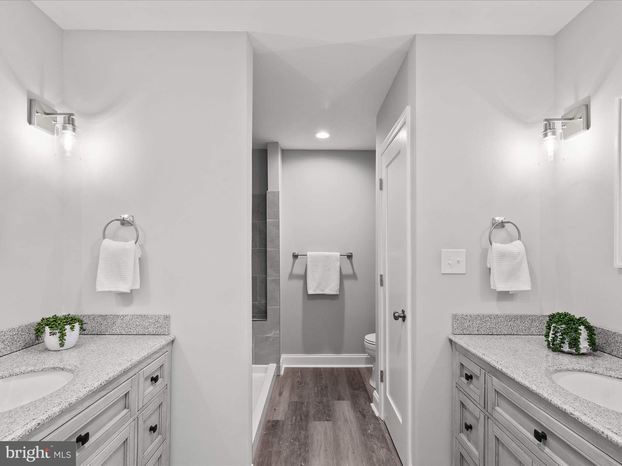 36986 Blue Teal Road Selbyville, DE 19975 - Photo 38 of 54 a bathroom with a granite countertop sink a toilet and shower