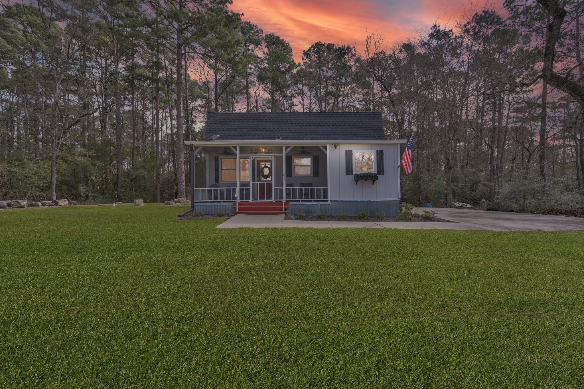 a house view with a garden space
