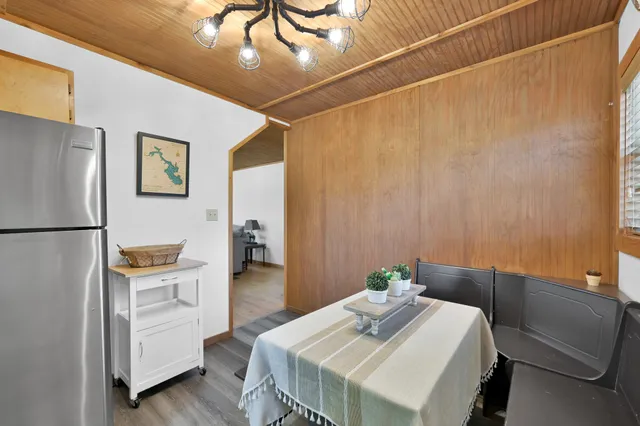 a bedroom with a bed and furniture