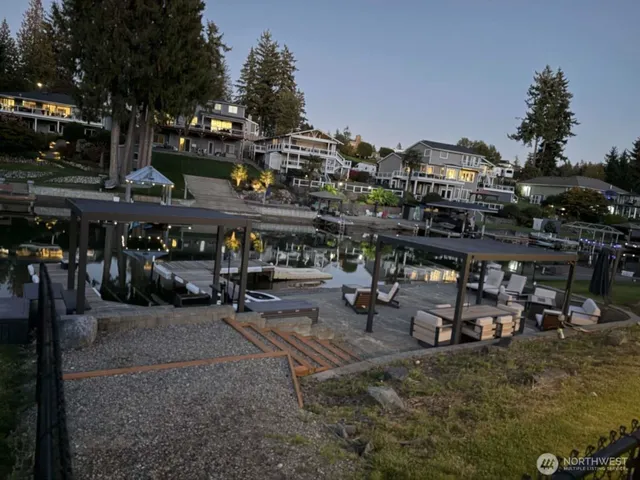 a outdoor space with tables and chairs