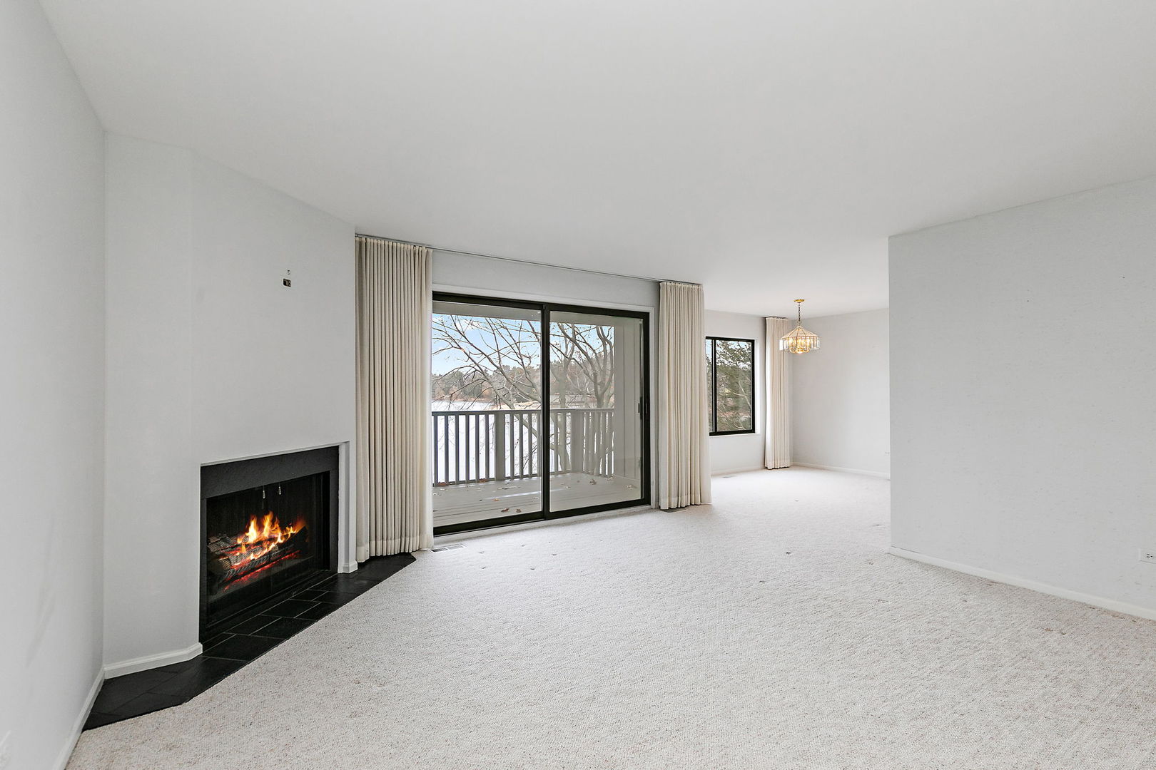 25 Shoreline Road, Unit D Lake Barrington, IL 60010 - Photo 5 of 43 a view of an empty room with a fireplace and a window