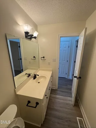 a bathroom with a sink a mirror and a toilet