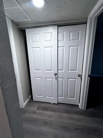 a view of a utility room with empty racks