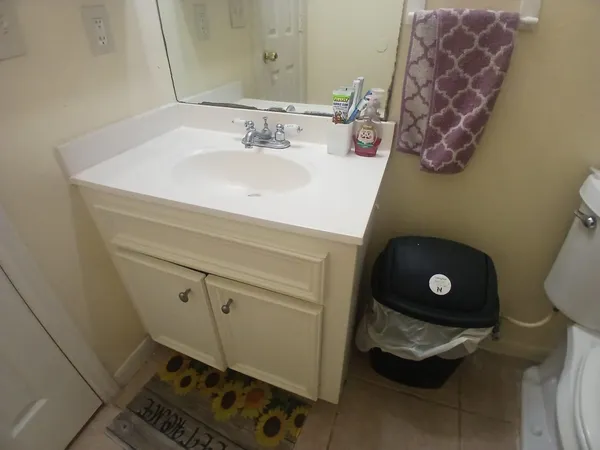 a bathroom with a sink toilet and vanity